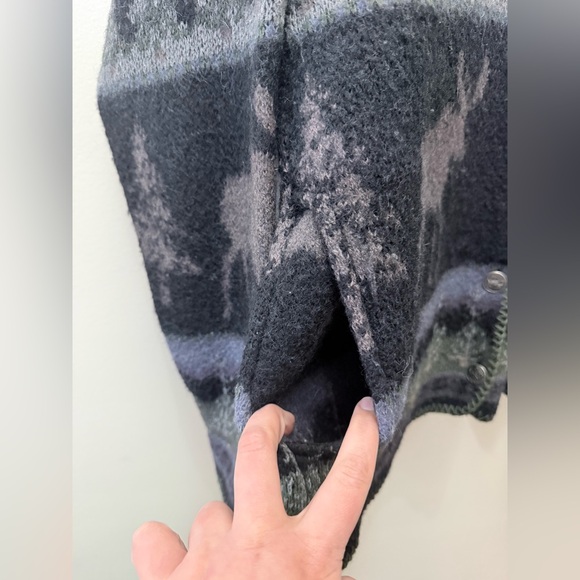 Vintage Alps Wool Cardigan Sweater Purple Moose Cabin Woods FairIsle Cottage XXL - Picture 4 of 7